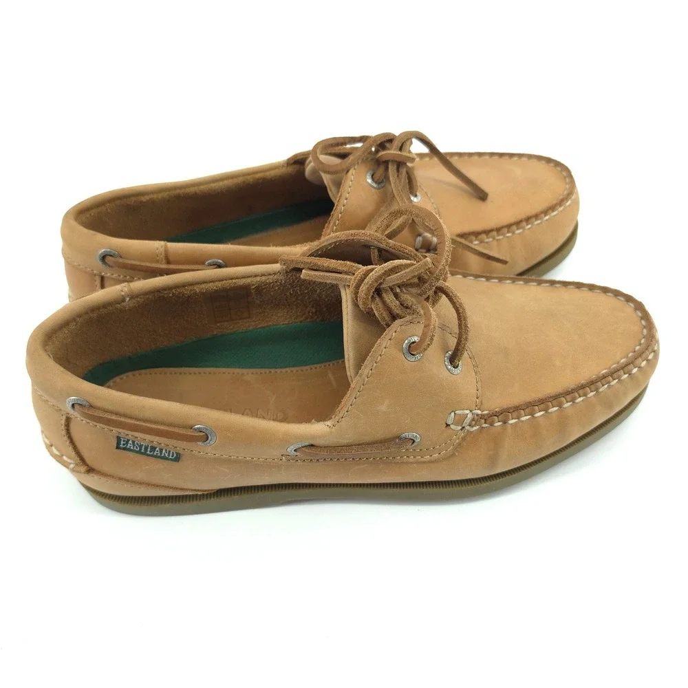 Eastland Mens Sea Dog Boat Shoe Leather Peanut Tan Size 9 Handcrafted Classic